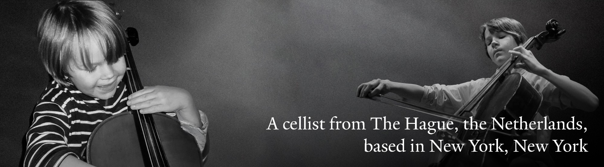 Reinier Wink playing the cello as a small child and as a teenager, with the caption ‘A cellist from The Hague, the Netherlands, based in New York, New York’